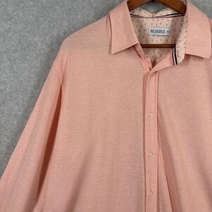 Reserve Mens Dress Shirt Size 2XL Peach Button Up Long Sleeve Cotton Linen